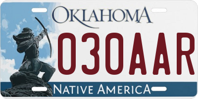 OK license plate 030AAR