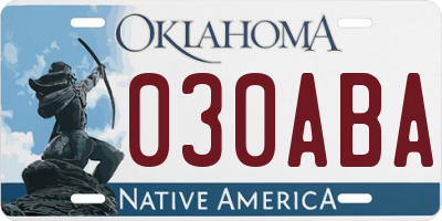OK license plate 030ABA