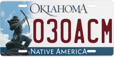OK license plate 030ACM