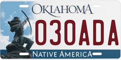 OK license plate 030ADA