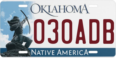 OK license plate 030ADB