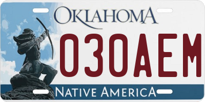 OK license plate 030AEM