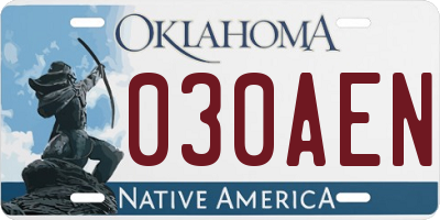OK license plate 030AEN