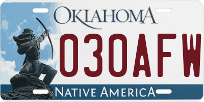 OK license plate 030AFW