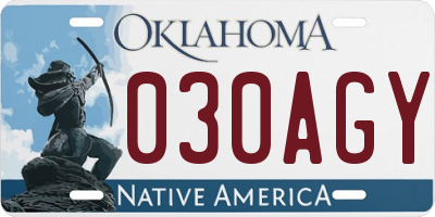 OK license plate 030AGY