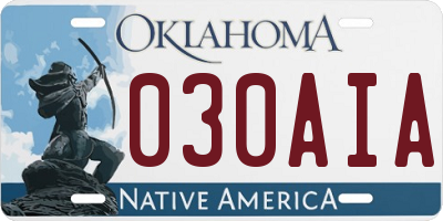 OK license plate 030AIA