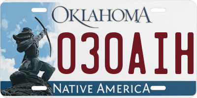 OK license plate 030AIH