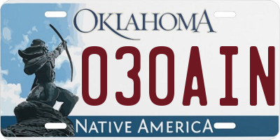 OK license plate 030AIN
