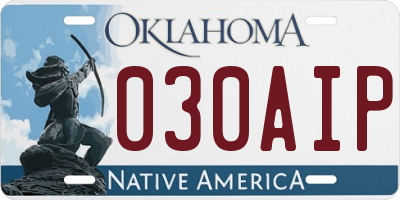 OK license plate 030AIP