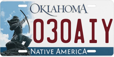 OK license plate 030AIY