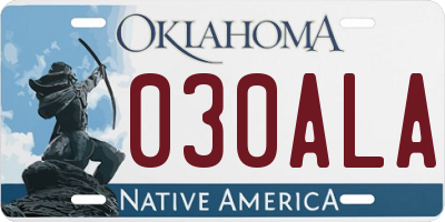 OK license plate 030ALA
