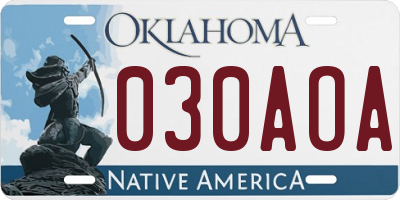OK license plate 030AOA