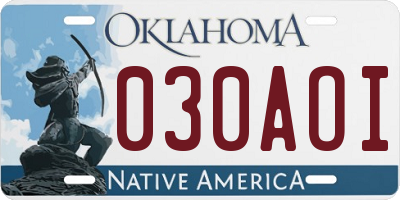 OK license plate 030AOI