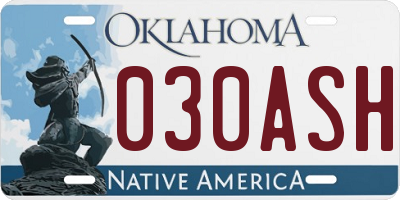 OK license plate 030ASH