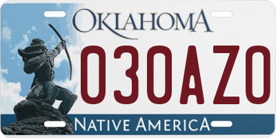 OK license plate 030AZO