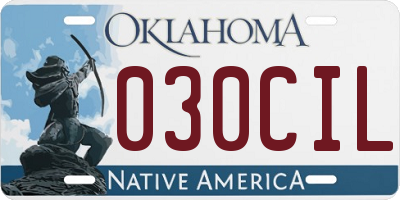 OK license plate 030CIL
