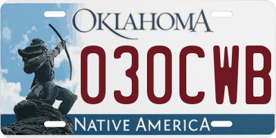 OK license plate 030CWB