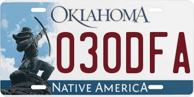 OK license plate 030DFA