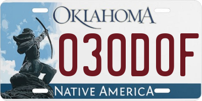 OK license plate 030DOF