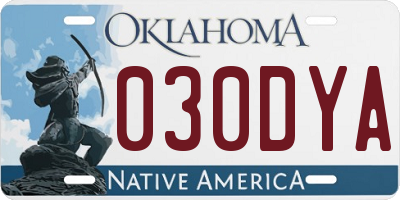 OK license plate 030DYA