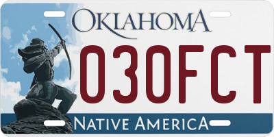 OK license plate 030FCT
