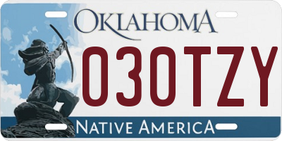 OK license plate 030TZY