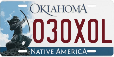 OK license plate 030XOL