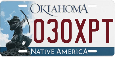 OK license plate 030XPT