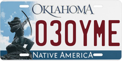 OK license plate 030YME