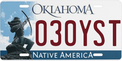 OK license plate 030YST