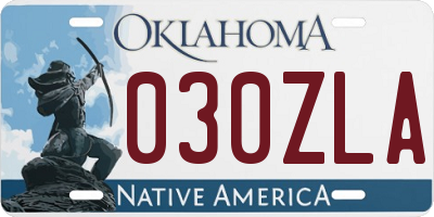 OK license plate 030ZLA