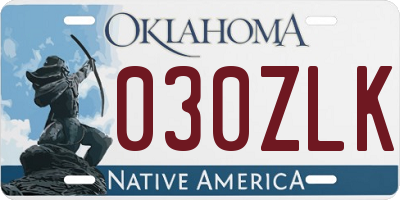 OK license plate 030ZLK