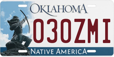 OK license plate 030ZMI