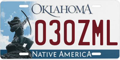 OK license plate 030ZML