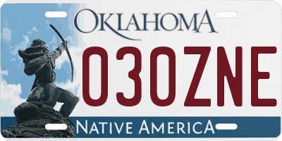 OK license plate 030ZNE
