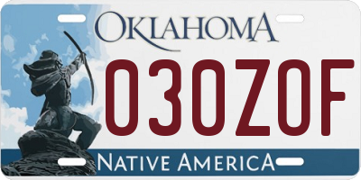 OK license plate 030ZOF