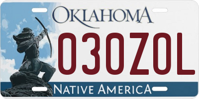 OK license plate 030ZOL