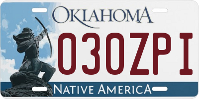 OK license plate 030ZPI
