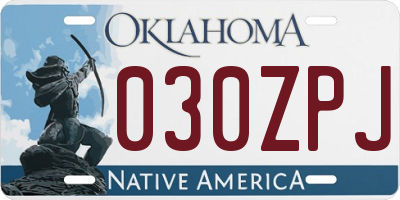 OK license plate 030ZPJ