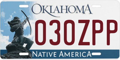 OK license plate 030ZPP