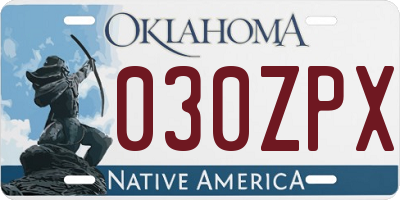 OK license plate 030ZPX