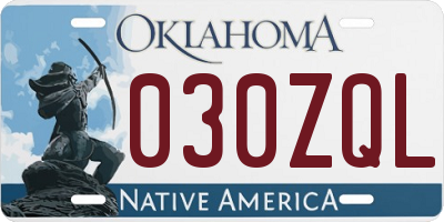 OK license plate 030ZQL