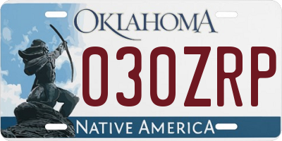OK license plate 030ZRP