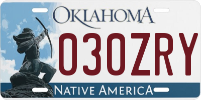 OK license plate 030ZRY