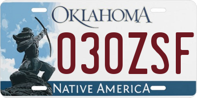 OK license plate 030ZSF