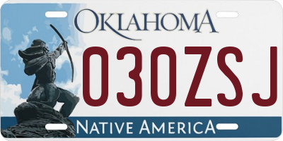 OK license plate 030ZSJ