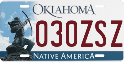 OK license plate 030ZSZ