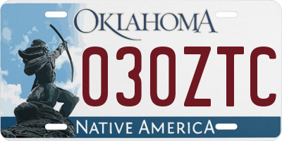 OK license plate 030ZTC