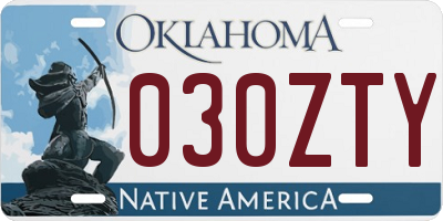 OK license plate 030ZTY