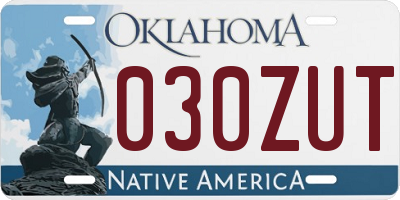 OK license plate 030ZUT